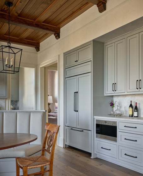 Custom cabinetry and paneled refrigerator in a custom home in Eastover, Charlotte by Simonini Homes.