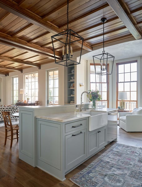 Spacious kitchen island with farmhouse sink in a custom home in Eastover, Charlotte by Simonini Homes